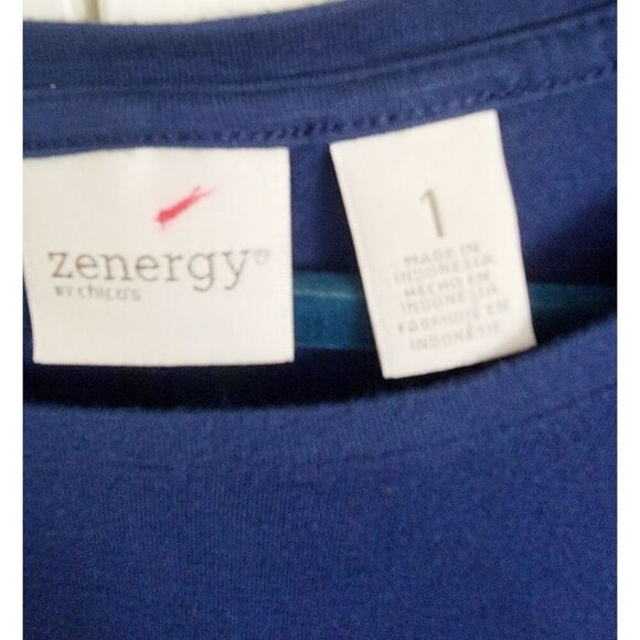 Chico's Zenergy 1 Navy Blue 3/4 Sleeve Sweatshirt Athleisure Medium Angle Top - Picture 7 of 7